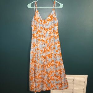 Sienna Sky Button Down Sun Dress in Orange and Blue